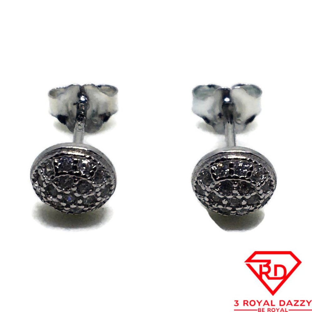 Tiny Round White CZ stud Earring 14k white gold